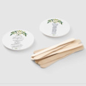 Modern Witte Bloeiende Bloem Bruiloftsprogramma Handwaaier (Niet-gemonteerd)