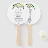 Modern Witte Bloeiende Bloem Bruiloftsprogramma Handwaaier (Voorkant en achterkant)