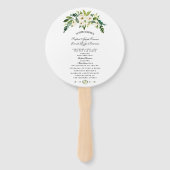 Modern Witte Bloeiende Bloem Bruiloftsprogramma Handwaaier (Voorkant)