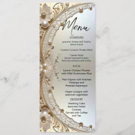 Modern Witte Bloemen Parels Menu