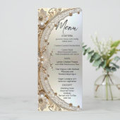 Modern Witte Bloemen Parels Menu (Staand voorkant)