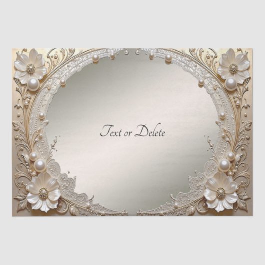 Modern Witte Bloemen Parels Tissue Papier (Voorkant)