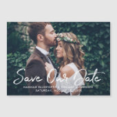 Modern Witte Geborstelde Script Foto Bewaar Onze D (Voorkant)