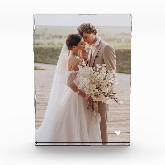 Modern Witte Hart Trouwfoto Blok (Voorkant)