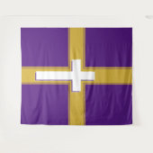 Modern | Witte kruis op | Goud en | Paars Wandkleed (Voorkant (horizontaal))
