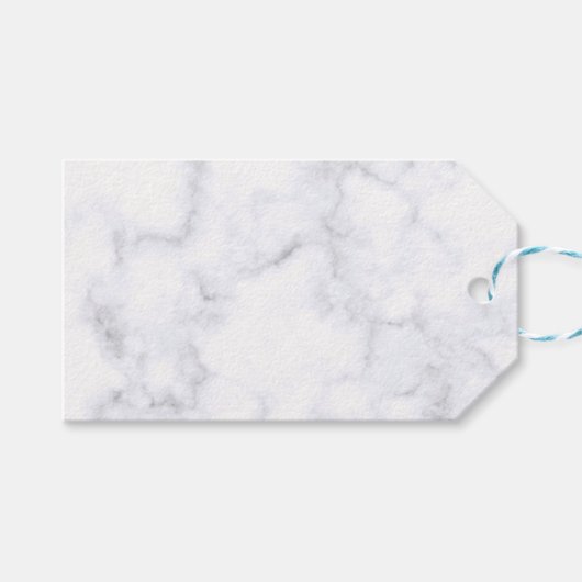 Modern Witte Marmer Cadeaulabel (Voorkant (Horizontaal))