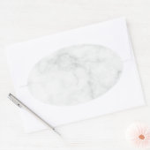 Modern Witte Marmer Ovale Sticker (Envelop)