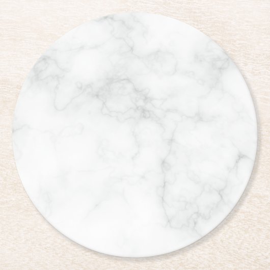 Modern Witte Marmer Ronde Kartonnen Onderzetter (Voorkant)