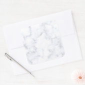 Modern Witte Marmer Vierkante Sticker (Envelop)