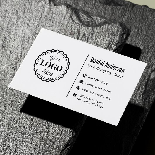 Modern Witte Minimalistisch Logo Professioneel Visitekaartje