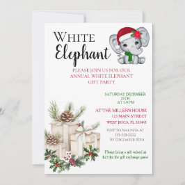 Modern Witte Olifant Kinder Kerstfeest Kaart