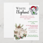 Modern Witte Olifant Kinder Kerstfeest Kaart (Voorkant / Achterkant)