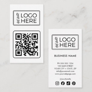 Modern Witte QR-code Social Media Logo Visitekaartje