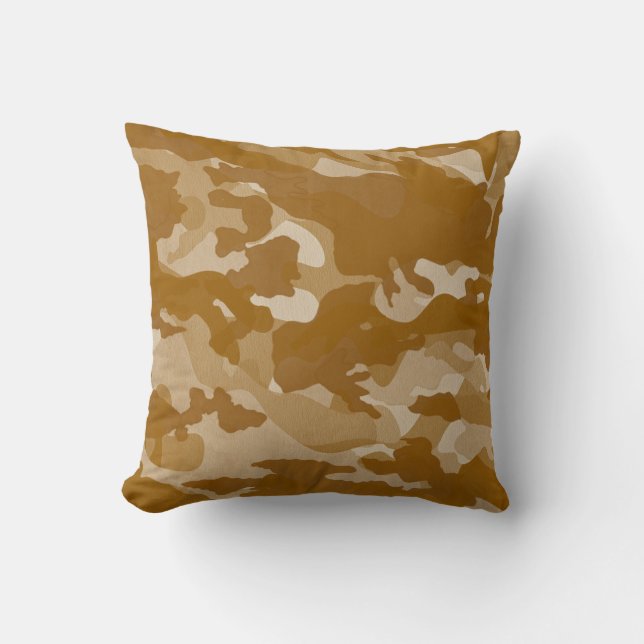 Modern Woestijn Aardetonen Camouflagepatroon Kussen (Voorkant)