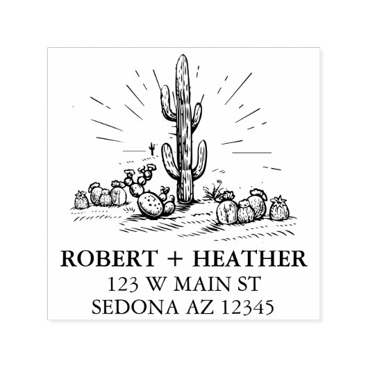 Modern Woestijnbruiloft Persoonlijk retouradres Zelfinktende Stempel (Design)
