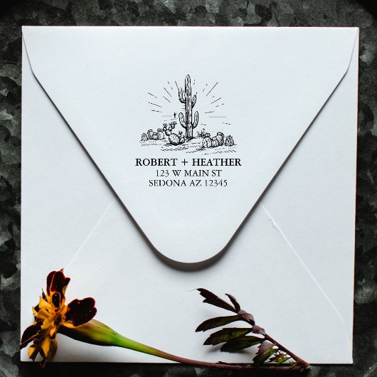 Modern Woestijnbruiloft Persoonlijk retouradres Zelfinktende Stempel