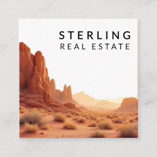 Modern woestijnlandschap onroerend goed vierkante visitekaartje (Voorkant)