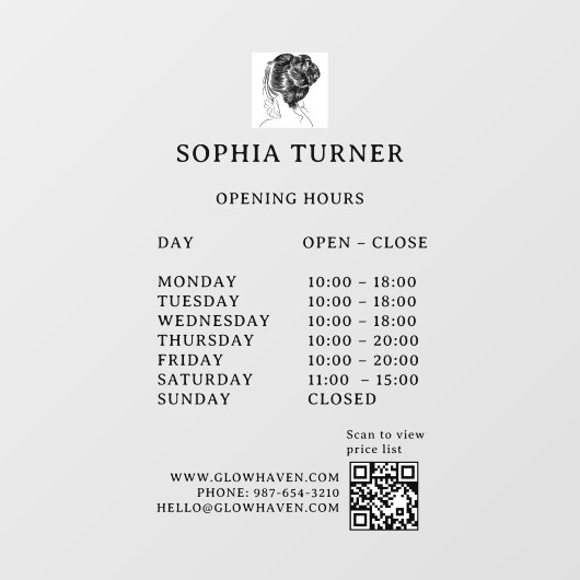 Modern Woman Logo QR Code Business Window  Raamsticker (Vel)