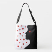 Modern Woman Silhouette & Hearts on White Crossbody Tas (Achterkant)