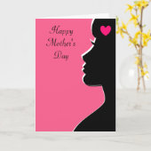 Modern Woman Silhouette-Moederdag Kaart (Gele Bloem)