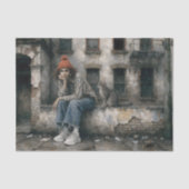 Modern Woman with Cat Urban Decoupage Tissuepapier (Voorkant)