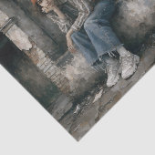 Modern Woman with Cat Urban Decoupage Tissuepapier (Detail)