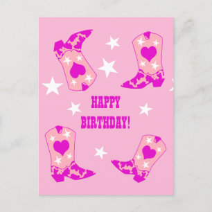 Modern Women roze Cowgirl Westerne Boots Birthday Briefkaart
