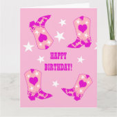 Modern Women roze Cowgirl Westerne Boots Birthday Kaart (Voorkant)