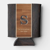 Modern Wood 2Tone Monogram Square Blikjeskoeler (Voorkant)