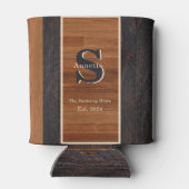 Modern Wood 2Tone Monogram Square Blikjeskoeler (Achterkant)