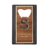 Modern Wood 2Tone Monogram Square Creditkaart Flessenopener (Voorkant)