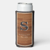 Modern Wood 2Tone Monogram Square Seltzer Blikjeskoeler (Seltzer Achterkant)