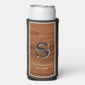 Modern Wood 2Tone Monogram Square Seltzer Blikjeskoeler (Seltzer Voorkant)