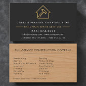 Modern Wood Black Gold Handyman Construction Visitekaartje