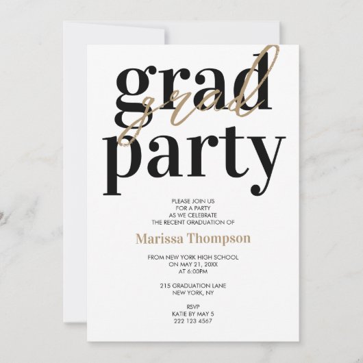 Modern Wood Brown Calligraphy Graduation Party Kaart (Voorkant)