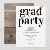 Modern Wood Brown Calligraphy Graduation Party Kaart (Voorkant / Achterkant)