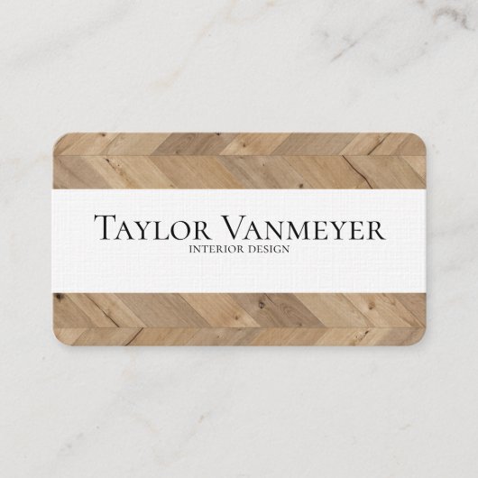 Modern Wood Chevron Pattern Visitekaartjes (Voorkant)