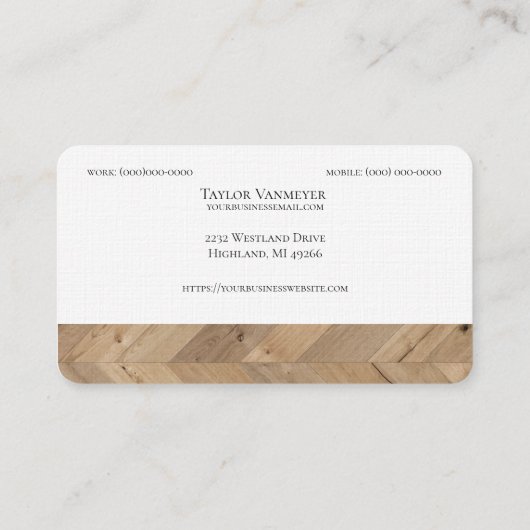 Modern Wood Chevron Pattern Visitekaartjes (Achterkant)