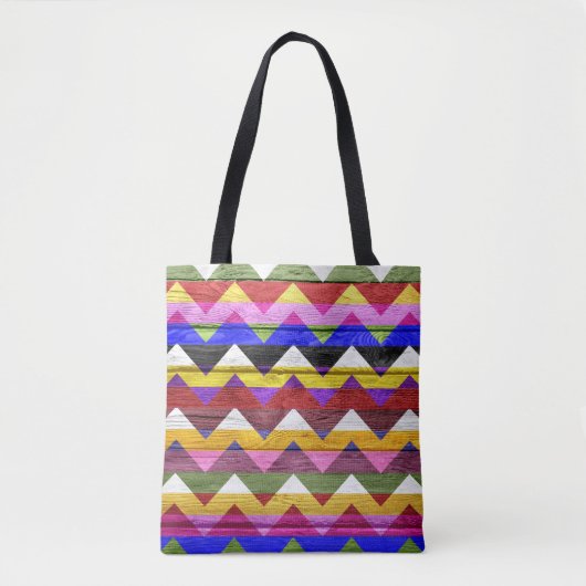 Modern Wood Colorful Chevron Pattern #10 Tote Bag (Voorkant)
