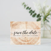 Modern Wood Grain Rustic Wedding Custom Briefkaart (Staand voorkant)