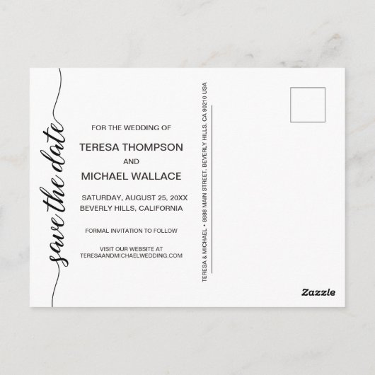 Modern Wood Grain Rustic Wedding Custom Briefkaart (Achterkant)