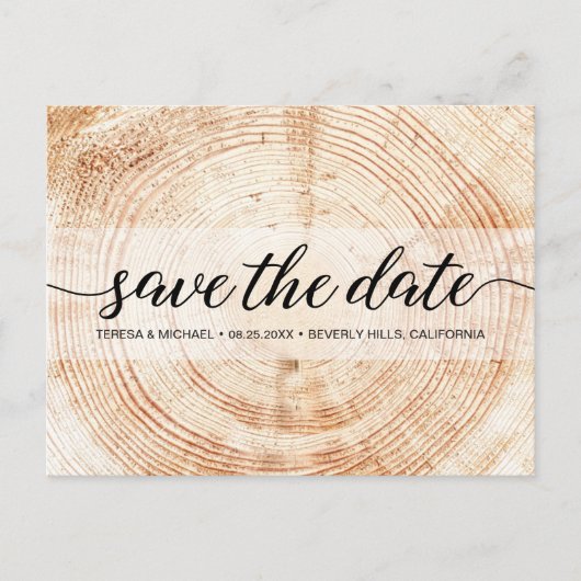 Modern Wood Grain Rustic Wedding Custom Briefkaart (Voorkant)