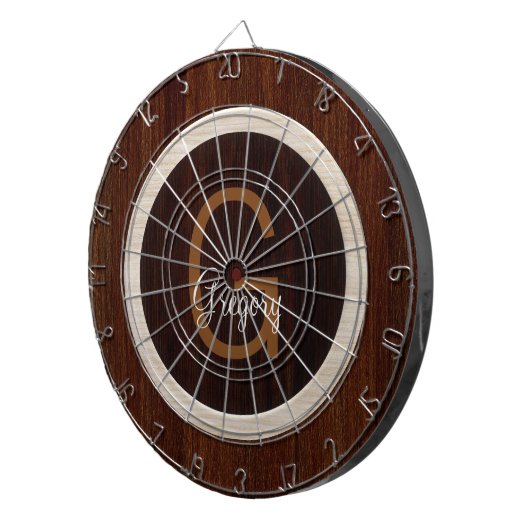 Modern Wood Hue Burnt Hickory and Chestnut Dartbord (Voorkant Rechts)