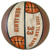 Modern Wood Player Naam Team Nummer Basketbal (Verticaal)