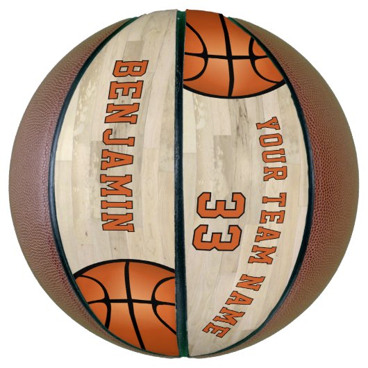 Modern Wood Player Naam Team Nummer Basketbal (Verticaal)