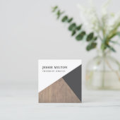 Modern Wooden Geometric Interior Designer Vierkante Visitekaartje (Staand voorkant)