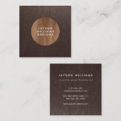 Modern Woodgrain Circle Designer Square Vierkante Visitekaartje (Voorkant / Achterkant)