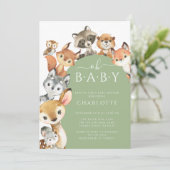 Modern Woodland Animals Baby shower Invitation Kaart (Staand voorkant)