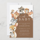 Modern Woodland Animals Baby shower Invitation Kaart (Voorkant)