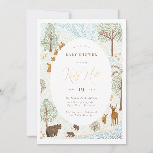 Modern Woodland Animals Baby shower Kaart (Voorkant)